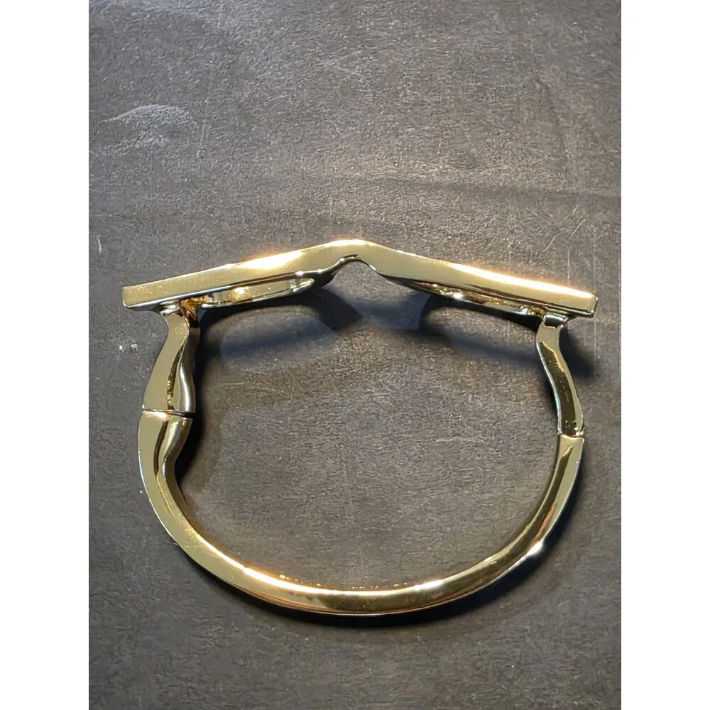 Kate Spade New York Lookout Glasses Hinged Bangle Bracelet Black Enamel Gold